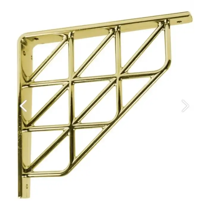 Üçgen Desenli Plastik Altın (Gold) Dekoratif Raf Altı L Ayak 17x18cm - Duvara Raf Tutucu Montaj Askı Aparatı - Mutfak, Banyo, Koridor, Balkon, Çiçeklik Raf Ayağı