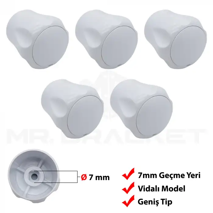 Vidalı 7 Mm - 5 Ad. Radyatör Vanası Başlığı - Geniş Tip Petek Vana Kapağı - Petek Musluk Kafası