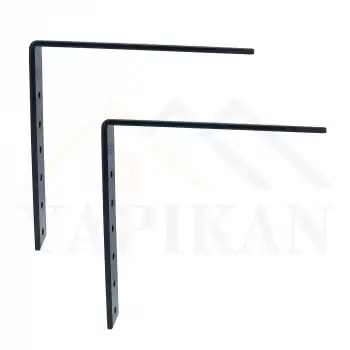 25x200x200mm Ağır Yük Köşebent Siyah Renk - 5mm Kalınlıkta Lama Demiri - Dekoratif Raf Altı L Ayak - Duvara Raf Tutucu Montaj Askı Aparatı