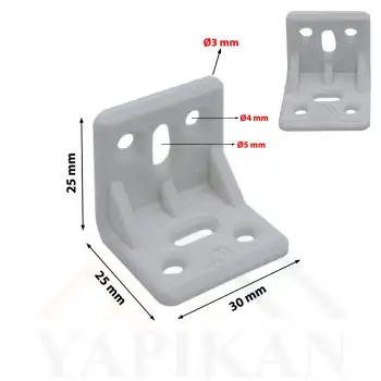 Beyaz Plastik Köşe Bağlantı Aparatı - Plastik L Gönye Köşebent
