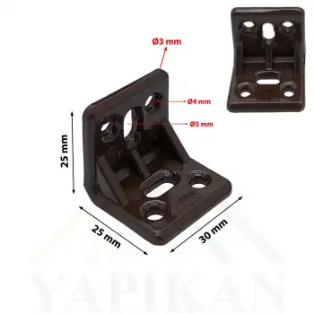 Kahverengi Plastik Köşe Bağlantı Aparatı - Plastik L Gönye Köşebent