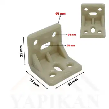 Krem Plastik Köşe Bağlantı Aparatı - Plastik L Gönye Köşebent