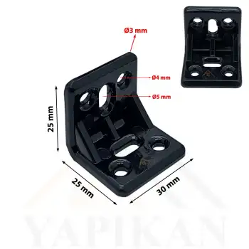 Siyah Plastik Köşe Bağlantı Aparatı - Plastik L Gönye Köşebent