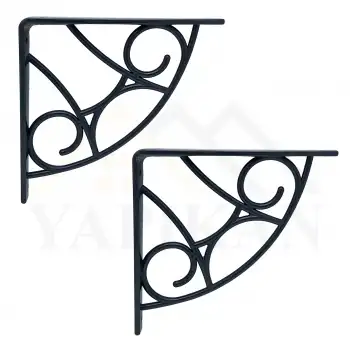 Koç Desenli Plastik Siyah Dekoratif Raf Altı L Ayak 17x18cm - Duvara Raf Tutucu Montaj Askı Aparatı - Mutfak, Banyo, Koridor, Balkon, Çiçeklik Raf Ayağı