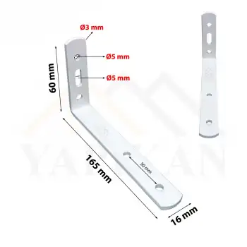 16x60x165 mm - Beyaz Çelik Deprem Dolap Sabitleme Aparatı - Orta Yük Mobilya Eşya Sabitleyici Kit - Şifonyer Tv Ünitesi Masa Kitaplık Duvar Sabitleme L Demiri