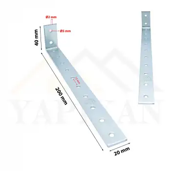 20x40x200 mm - Deprem Güvenliği Dolap Sabitleme Aparatı - Mobilya Sabitleme Kiti - Eşya Gardırop Portmanto Sabitleyici Aparat - Uzun L Demir Gönye Köşebent