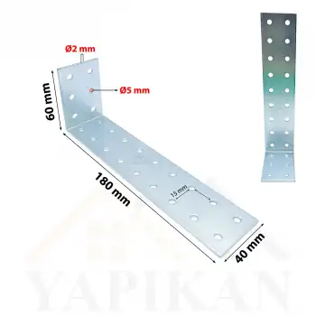 40x60x180 mm - Deprem Dolap Sabitleme Aparatı - Mobilya Gardırop Eşya Duvara Sabitleyici L Demir