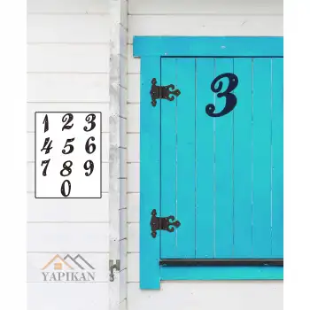 3 Numara - Dekoratif Texture Mat Siyah Ferforje Demir Kapı Numarası 3 No - Bina Kapısı, Ahşap Panjur Kapı, Daire Kapısı, Bahçe Kapısı Metal Vidalı Kapı Numarası