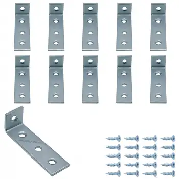 10 ad. L Demir Gönye Köşebent 16x55x15mm- Mobilya Dolap Raf Masa Çekmece Köşe Sabitleme Birleştirme
