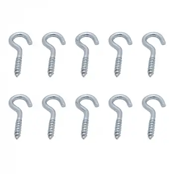 10 ad. Açık Piton Kanca 17x40 - Tavana Duy Avize Asma Kancası Demir - Duvara İp Halat Askı Aparatı