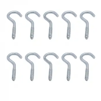 10 ad. Açık Piton Kanca 19x60 - Tavana Duy Avize Asma Kancası Demir - Duvara İp Halat Askı Aparatı