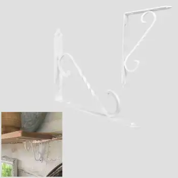 135 x 190 mm - Beyaz Ferforje Raf Demiri Ayağı - Dekoratif Raf Altı L Konsol Demiri - Metal Duvar Raf Tutucu Montaj Aparatı