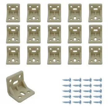 15 ad. Krem Plastik L Gönye Köşe Bağlantı Aparatı - Mobilya Dolap Raf Çekmece Sabitleme Birleştirme