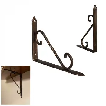 155 x 230 mm - Antik Bakır Ferforje Raf Demiri Ayağı - Dekoratif Raf Altı L Konsol Demiri - Metal Duvar Raf Tutucu Montaj Aparatı
