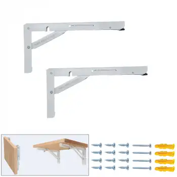 30cm Beyaz 1-Takım - Mandallı Katlanabilir Masa Konsolu - Açılır Kapanır Duvara Monte Katlanır L Raf Masa Ayağı