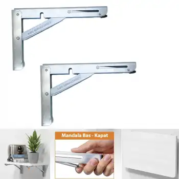 30cm Çinko 1-Takım - Mandallı Katlanabilir Masa Konsolu - Açılır Kapanır Duvara Monte Katlanır L Raf Masa Ayağı