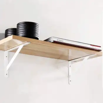 30x200x290mm Dekoratif Ağır Yük Raf Altı L Ayak Beyaz Renk - Duvara Raf Tutucu Montaj Askı Aparatı