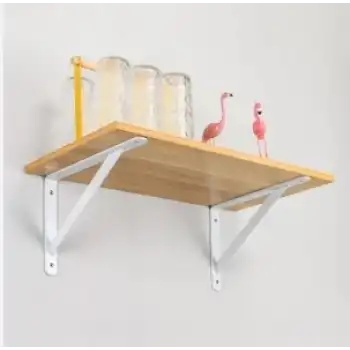 30x330x500mm Dekoratif Ağır Yük Raf Altı L Ayak Beyaz Renk - Duvara Raf Tutucu Montaj Askı Aparatı
