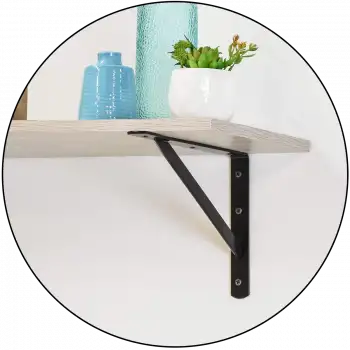 30x200x290mm Dekoratif Ağır Yük Raf Altı L Ayak Siyah Renk - Duvara Raf Tutucu Montaj Askı Aparatı