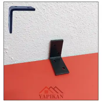 30x50x50mm Ağır Mobilya Dolap Duvara Montaj Askı Elemanı Siyah Renk - 5mm Kalınlıkta Lama Demiri - Dekoratif Ağır Yük Raf Altı Destek Aparatı Çelik