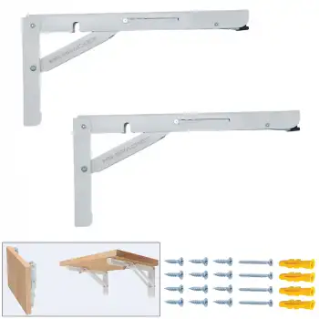 40cm Beyaz 1-Takım - Mandallı Katlanabilir Masa Konsolu - Açılır Kapanır Duvara Monte Katlanır L Raf Masa Ayağı