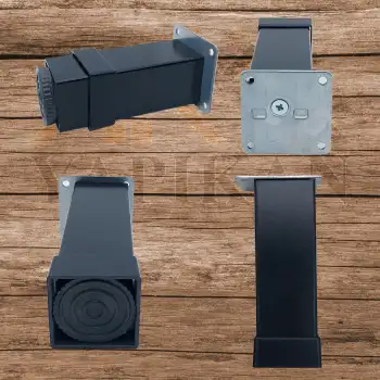 Dekoratif Mat Siyah Mobilya Ayağı 8 cm - 40x40 Alüminyum Düz Kare Ayak - Ayarlı Baza Koltuk Çekyat Kanepe Ayağı