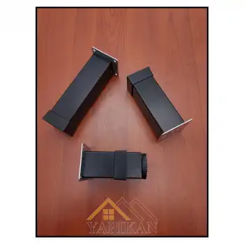 Dekoratif Mat Siyah Mobilya Ayağı 5 cm - 40x40 Alüminyum Düz Kare Ayak - Ayarlı Baza Koltuk Çekyat Kanepe Ayağı