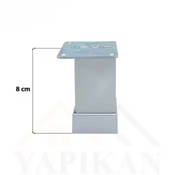 40x40 Alüminyum Düz Kare Ayak 8 cm - Dekoratif Mobilya Ayağı - Ayarlı Baza Koltuk Çekyat Kanepe Ayak