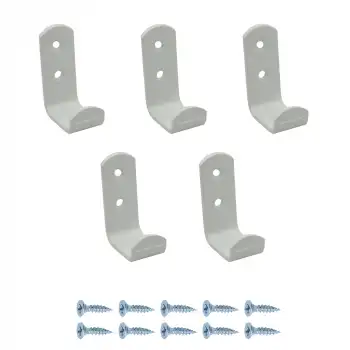 5 ad. Çelik Portmanto Askısı 30mm Beyaz - Vestiyer Duvar Elbise Askılığı Okul Çanta Mobilya Askısı