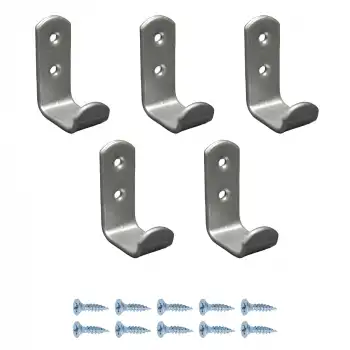 5 ad. Çelik Portmanto Askısı 30mm Gümüş - Vestiyer Metal Duvar Elbise Askılığı Eşya Mobilya Askısı