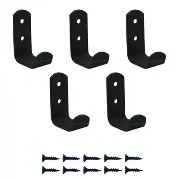 5 ad. Dekoratif Çelik Texture Mat Siyah Portmanto Askısı 30mm - Dolap Vestiyer Duvar Elbise Askılığı