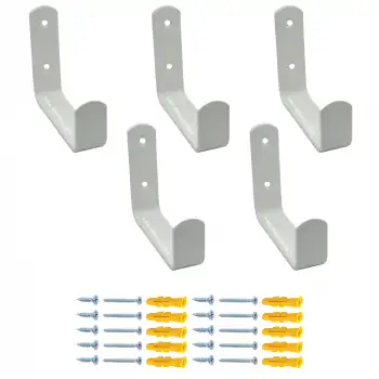 5 ad. Beyaz Çelik Geniş Duvara Monte Askı 80mm - Portmanto Vestiyer Askısı Eşya Kancası Asma Aparatı