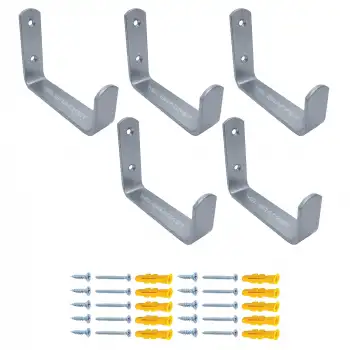 5 ad. Gümüş Çelik Geniş Duvara Monte Askı 80mm - Metal Portmanto Vestiyer Askısı Eşya Asma Aparatı