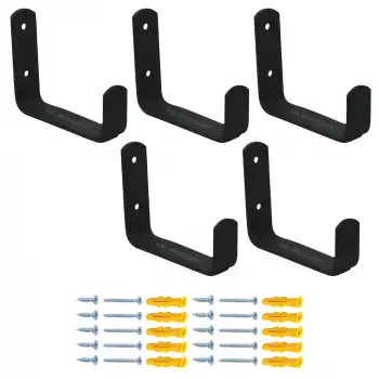 5 ad. Texture Mat Siyah Çelik Uzun Duvar Askılığı 80mm - Portmanto Vestiyer Askısı Eşya Asma Aparatı