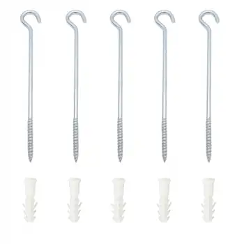 5 ad. Uzun Açık Piton Kanca 22x200 - Tavana Duy Avize Asma Kancası Demir - Asma Tavana Askı Aparatı