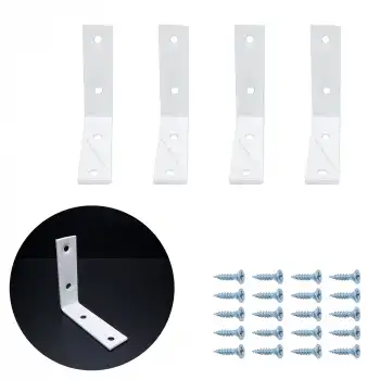 5.5 x 5.5 cm - 4 ad. Beyaz L Demir Gönye Köşebent - Mobilya Dolap Köşe Birleştirme Bağlantı Aparatı