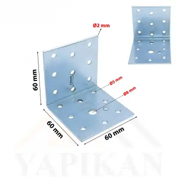 60x60x60mm - Geniş L Demir Gönye Köşebent - Mobilya Dolap Raf Masa Köşe Bağlantı Aparatı - (Kod_651)