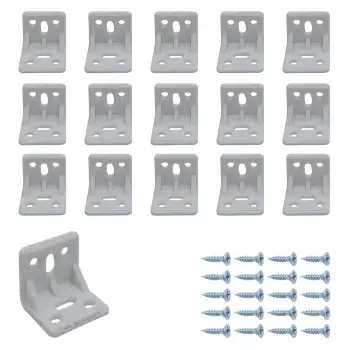 15 ad. Beyaz Plastik L Gönye Köşe Bağlantı Aparatı - Mobilya Dolap Raf Çekmece Sabitleme Birleştirme