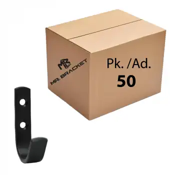 Toptan 50 ad.- Çelik U - J Tek Askı Duvar Askısı Siyah - Okul Sınıf Askılık Masa Sıra Çanta Askılığı