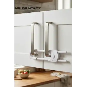 2li Ayarlı Sürgülü Model Çocuk Güvenlik Kilidi - Kulplu Çift Kapaklı Dolap Çekmece Deprem Kilit