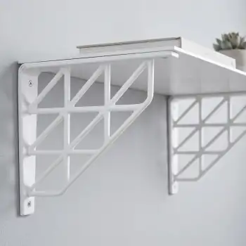 Beyaz Üçgen Desen Plastik Raf Altı Tutucu Ayak 18cm - Banyo L Raf Ayağı Duvar Montaj Destek Aparatı