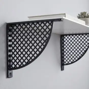 Siyah Hasır Desen Plastik Raf Altı Tutucu Ayak 18cm- Koridor L Raf Ayağı Duvar Montaj Destek Aparatı