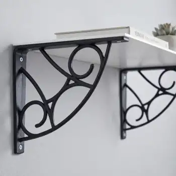 Siyah Koç Desen Plastik Raf Altı Tutucu Ayak 18cm - Kiler L Raf Ayağı Duvar Montaj Destek Aparatı