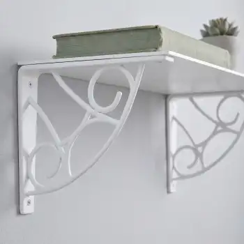 Beyaz Koç Desen Plastik Raf Altı Tutucu Ayak 18cm - Balkon L Raf Ayağı Duvar Montaj Destek Aparatı