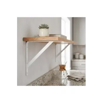 20x20cm Orta Yük 2 ad. Beyaz Modern Raf Altı Tutucu Ayak - Metal L Demir Duvar Montaj Destek Aparatı