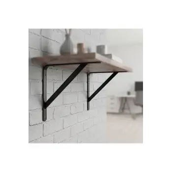 15x15cm Orta Yük 2 ad. Siyah Modern Raf Altı Tutucu Ayak - Metal L Demir Duvar Montaj Destek Aparatı