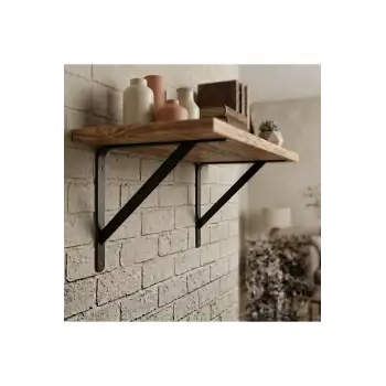 20x20cm Orta Yük 2 ad. Siyah Modern Raf Altı Tutucu Ayak - Metal L Demir Duvar Montaj Destek Aparatı