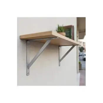20x20cm Orta Yük 2 ad. Gümüş Modern Raf Altı Tutucu Ayak - Metal L Demir Duvar Montaj Destek Aparatı