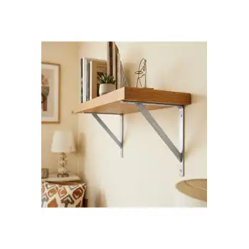 25x25cm Orta Yük 2 ad. Gümüş Modern Raf Altı Tutucu Ayak - Metal L Demir Duvar Montaj Destek Aparatı