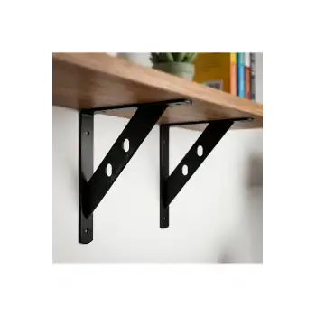 20x16cm - 2 ad. Çelik Siyah Raf Altı Ayak - Metal Raf Tutucu L Demir Duvar Montaj Destek Aparatı